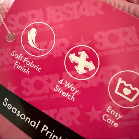 Scrubstar Women’s size XL heart print scrub top stretch Valentines Day pink NWT - Picture 9 of 9